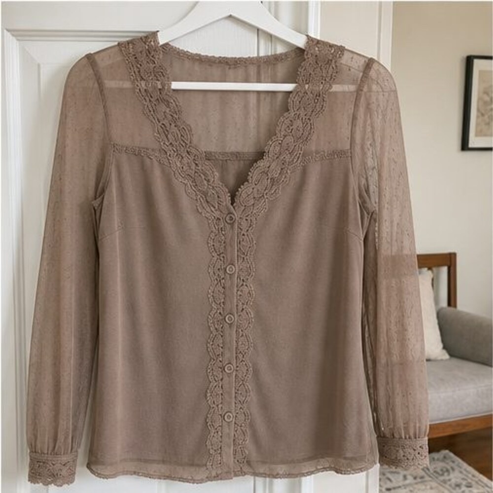 Cream Lace Trim Top